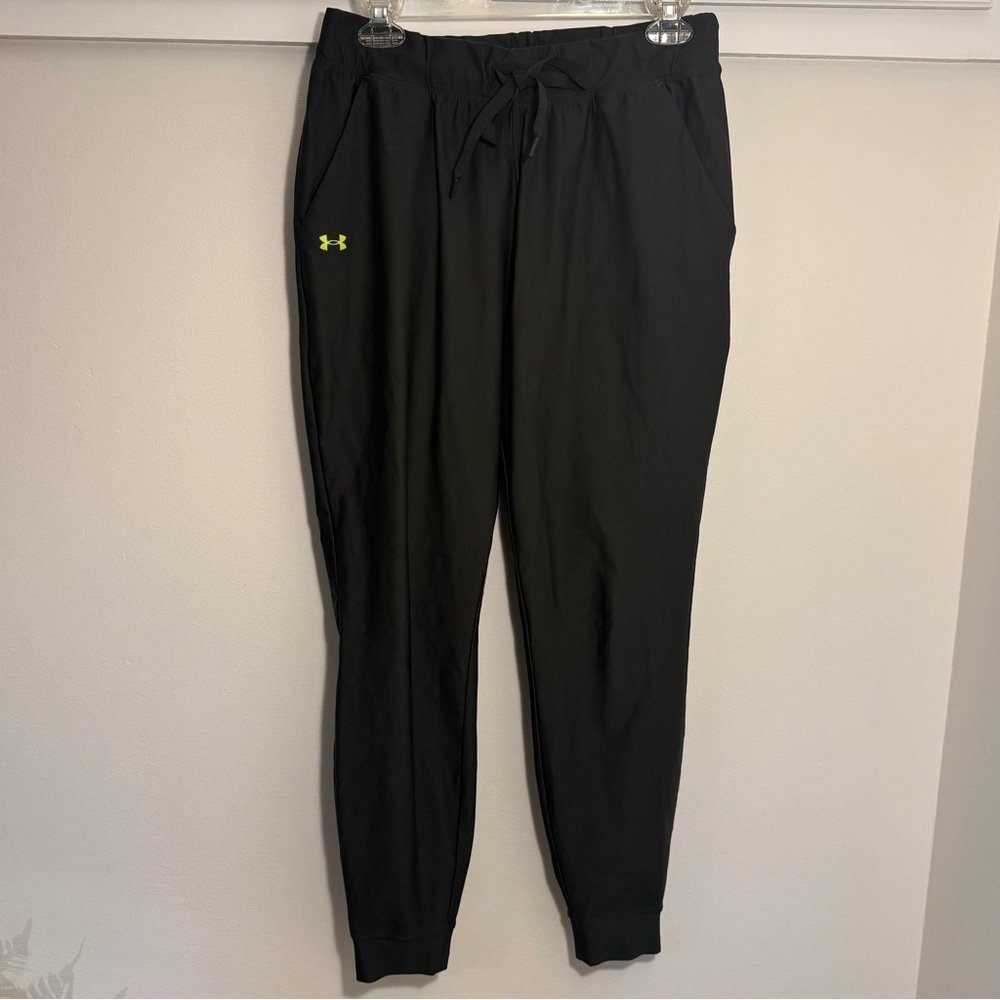 Under Armour Army Green Jogger Pants with Lime Logo